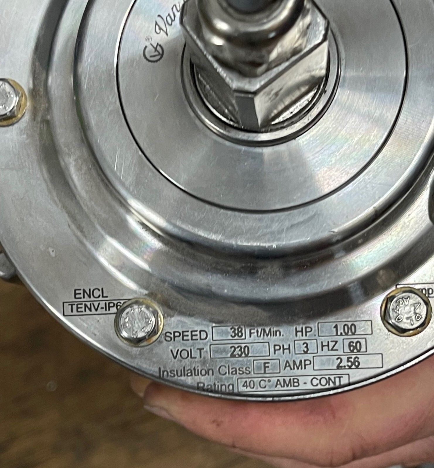 VAN DER GRAAF SS 15.5"L X 5"D SANITARY DRUM MOTOR E221990 TM127A25