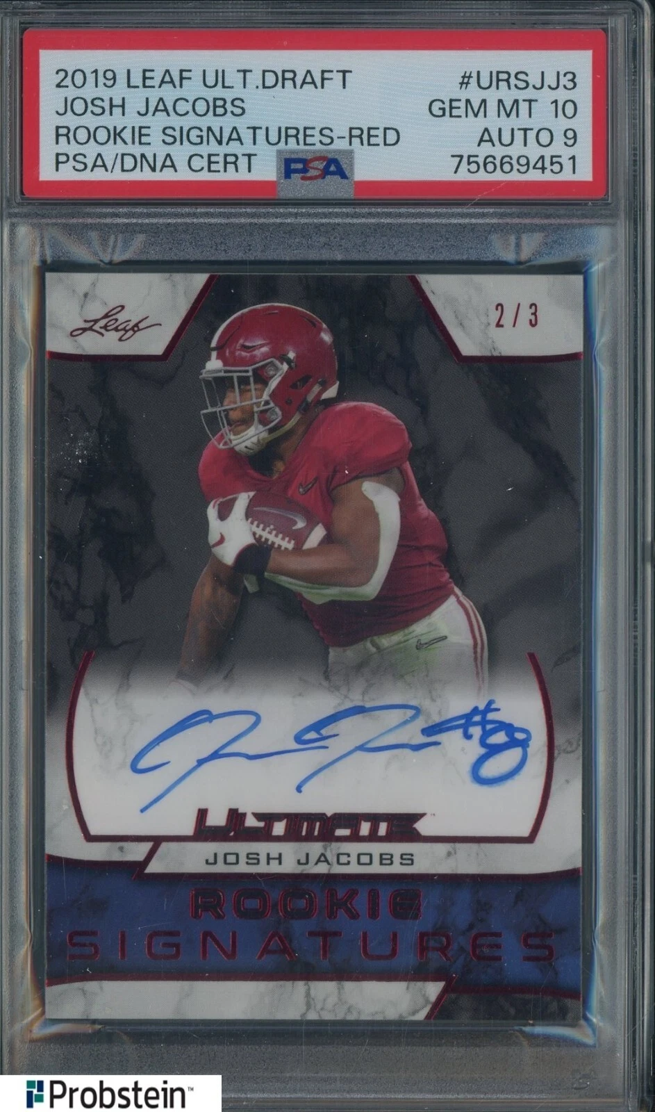 Josh Jacobs Leaf Ultimate Draft Rookie Signatures #URSJJ3 Gold