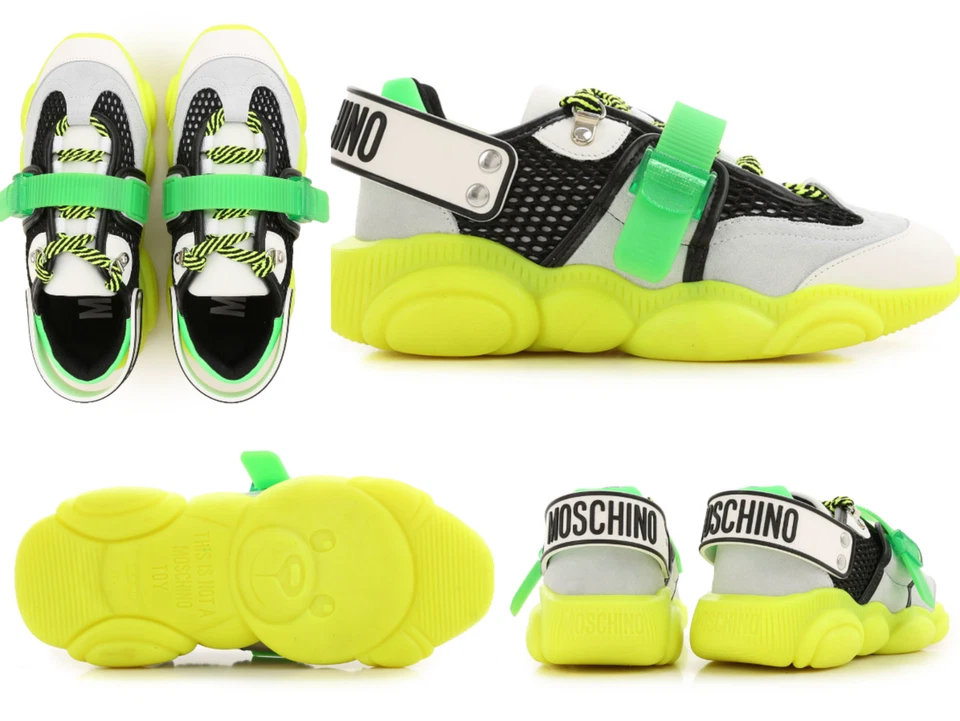 MOSCHINO COUTURE Special Teddy Shoes Fluo Sneakers Trainers Schuhe Turnschuhe 43