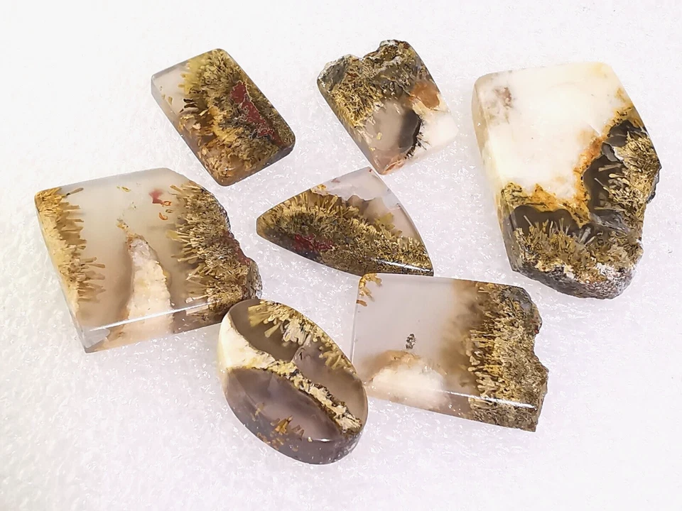 7 Pcs Increíble cabujón de ágata en barra verde, pulido de Tow Saide, para hacer joyas Foto 4 de 4