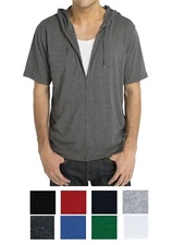 MEN'S LIGHTWEIGHT, ZIP UP, SHORT SLEEVE, JERSEY, BEACH / T-SHIRT HOODIE, XS-3XL