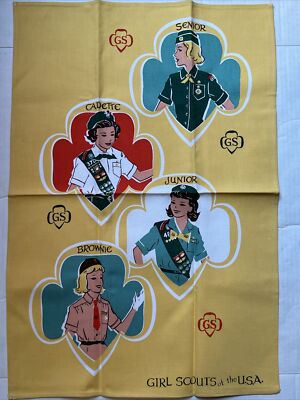 Vintage 1960 s Girl Scouts of the USA Cotton Dish Tea Towel NOS