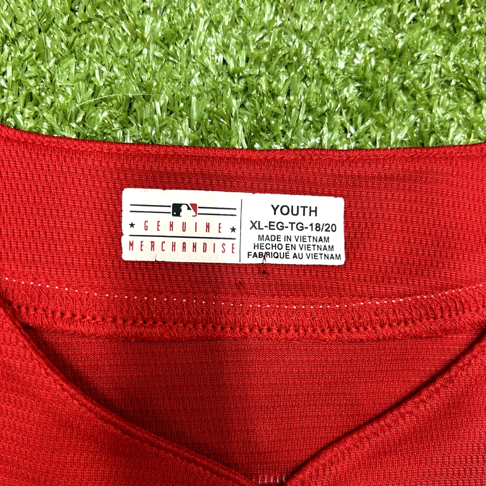 Camiseta Bryce Harper Majestic Washington Nationals alternativa vermelha juvenil GG - Imagem 4 de 4