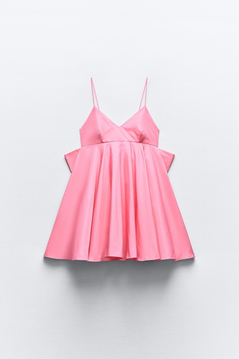 rosa　左L×2個セット ZARA SS25 NEW WOMAN HALTER RUCHED POLKA DOT MAXI DRESS PINKS