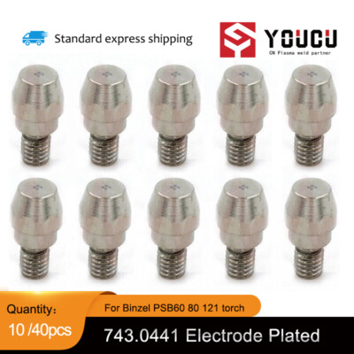 10 40PCS For Binzel PSB60 80 121 plasma cutter torch 743.0441 Electrode Plated-