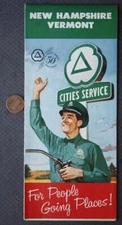 1960 Cities Service Oil Gas station 50th Anniversary New Hampshire Vermont map -