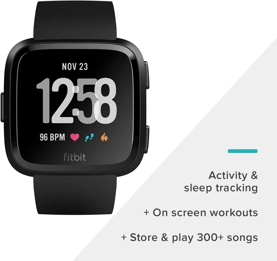 Fitbit Versa Smart Watch, Black/Black Aluminium, One Size - Image 2 of 4