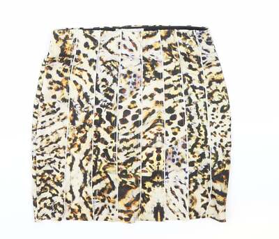 Zara Womens Animal Polyester Blend Mini Skirt Size Leopard Pri UK