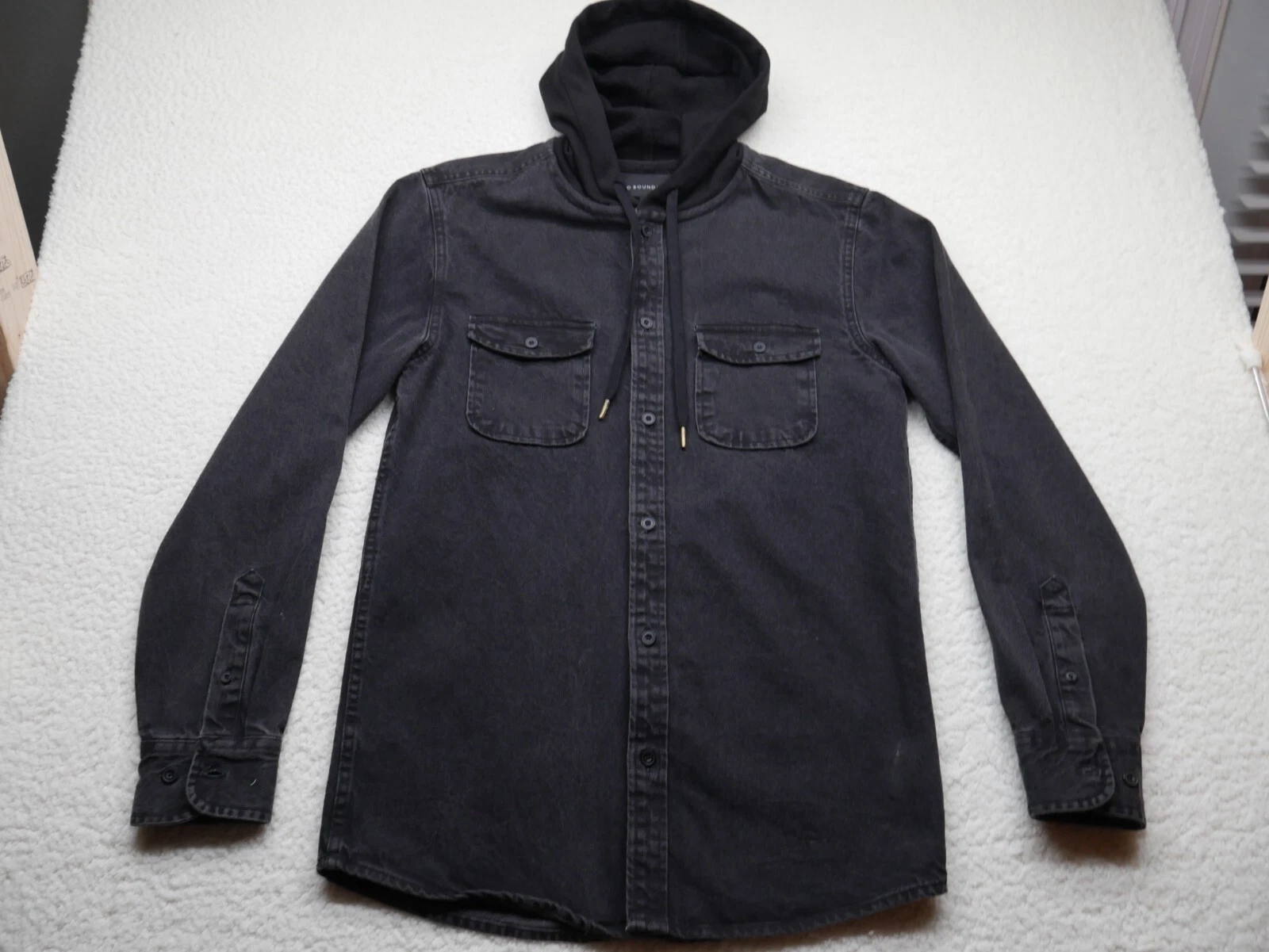 No Boundaries Vintage Jacket Mens Small Denim Jean Black Y2K