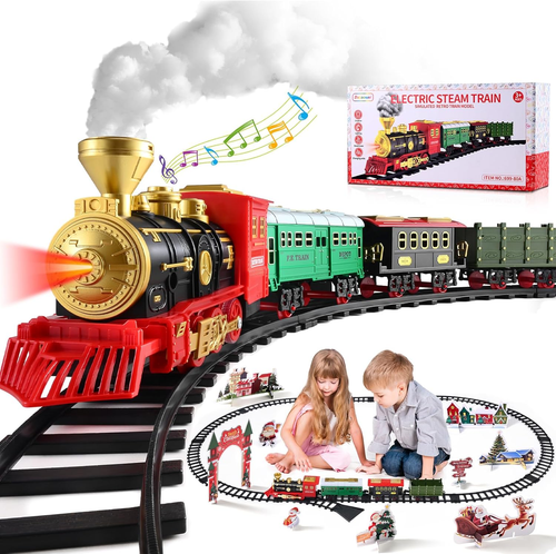 Christmas Train Tracks Toy,Electric Train Toys with Lights and Sounds,Train Carr