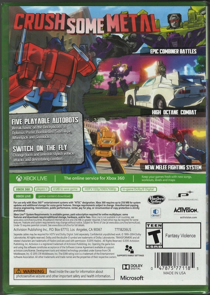 Transformers Devastation Xbox 360 (Brand New Factory Sealed US Version) Xbox 360 - Image 2 of 2