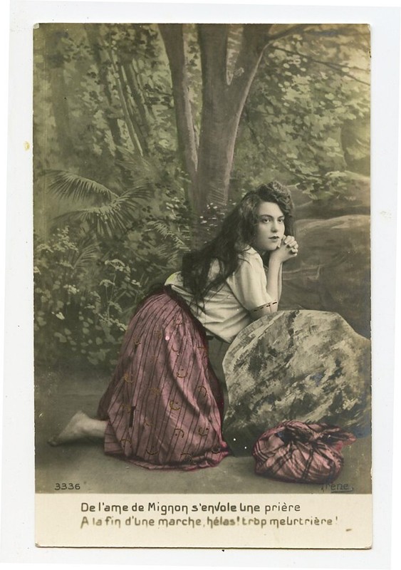 c 1910 Glamor Pretty Long Haired PEASANT GIRL Lady Beauty French photo postcard