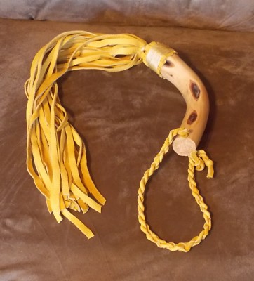 Hand Made Buckskin Whip Diamond Willow Handle Deer Hide Buckskin Whip Hand Made