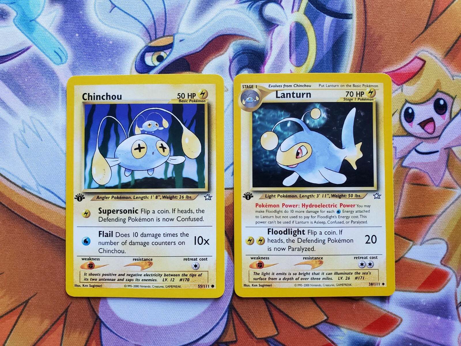 Chinchou 55/111 And Lanturn 38/111 Neo Genesis Pokémon Card Set 1st Edition