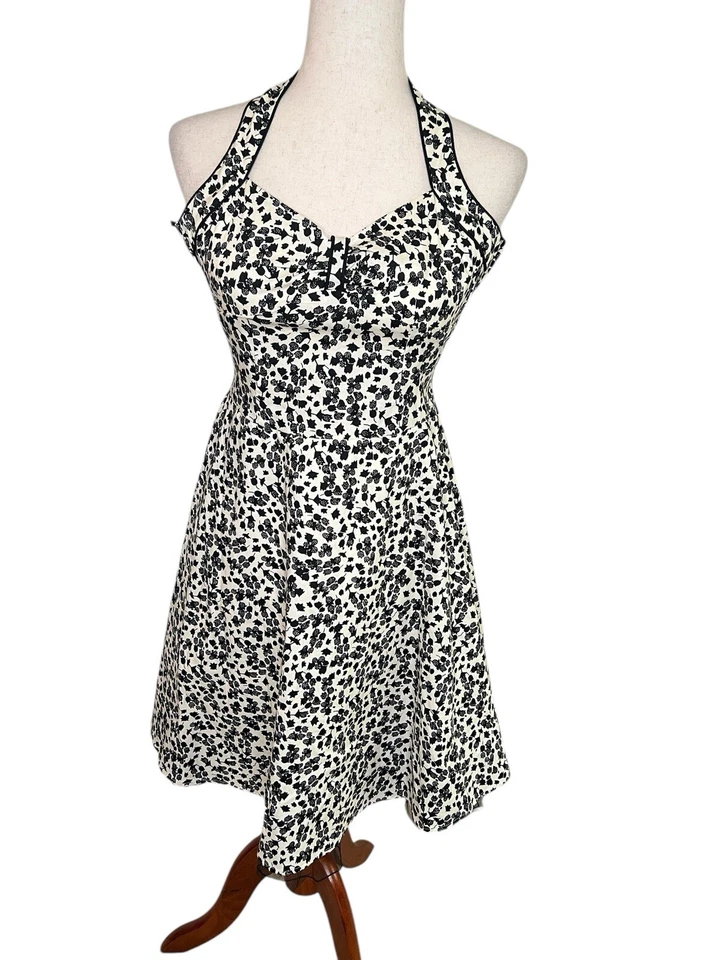 Vestido Halter De Colección Años 90 Y2K Ciudad Triángulos Pequeño Floral Retro Tul Volantes Dobladillo Foto 2 de 4