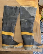 Vintage Firefighter 3/4 Rubber Boots Uniroyal Siren Size 10 Steel Toe