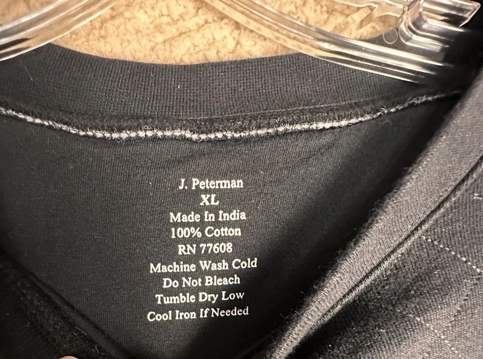 Camisa J Peterman Para Hombres XL Negra Rayas Rugby Codo Parche Manga Larga Universitaria Foto 3 de 4