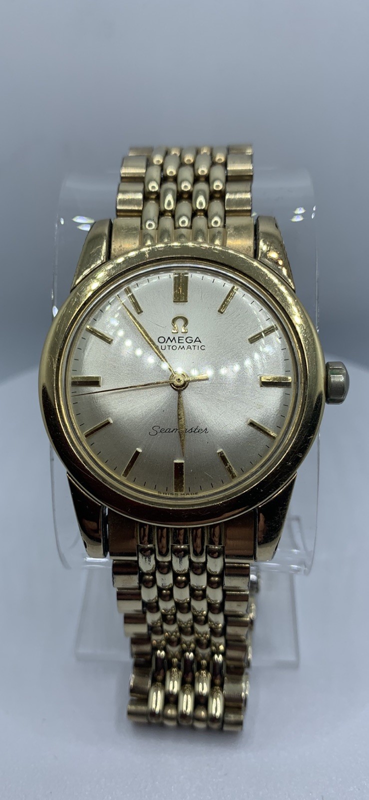 Vintage 1950 Omega Seamaster 2577-5 Cal 352 Bumper Gold Cap Beads of Rice Watch