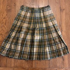 Vintage Gaiety Ireland Irish Plaid Wool Kilt Skirt Side Buckle 24 W
