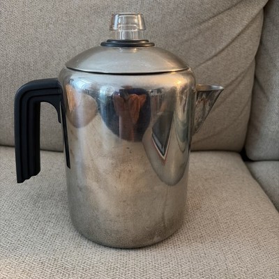 Vintage Farberware Classic Stove Top Coffee Pot 4 - 6 - 8 Cup  Stainless Steel