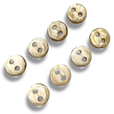 Vintage Lucite Buttons Set of Eight (8) Beige and Cream Gloss Two Hole Sewing