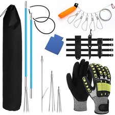 14 Pcs Hawaiian Sling Fishing Spear Set Set Fiberglass Pole Spear with 3 Pron...