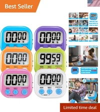 6 Pack Multi-Function Electronic Timer - Magnetic Digital Timers Big LCD Disp...