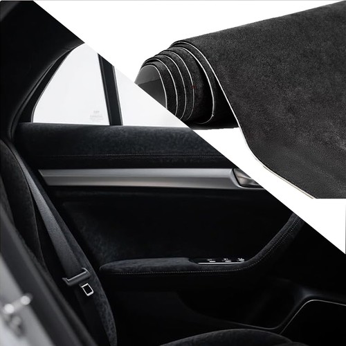 Black Suede Fabric Wrap Vinyl Sticker – Self-Adhesive Velvet Film For DIY Car Interior & Exterior