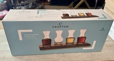 Wine Tasting Flight Set- 4 Carafe Glasses & Wood board w/ Chalk Slate - NIB