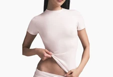 NWT SKIMS COTTON JERSEY T-SHIRT BARELY PINK SZ XL