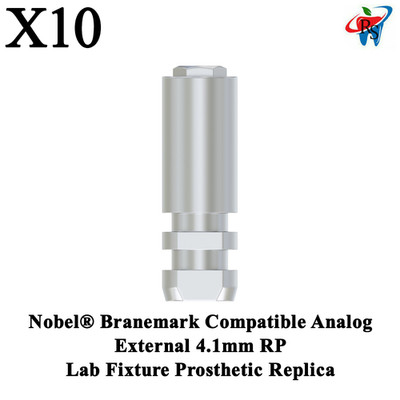 10x Nobel  Branemark Compatible Analog  External 4.1mm RP Lab Fixture Prosthetic