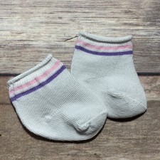 American Girl Doll Set Of White Pink  Purple Striped Low Cut Ankle Sock Socks