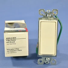 Cooper Lt Almond Residential 4-Way Decorator Rocker Light Switch 15A 120V 6504LA