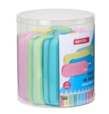Set of 8 Square Silicone Pencil Case Assorted, 270x230 mm, Blue, Mediana, Juveni