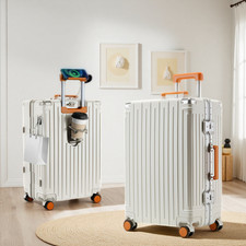 2pc Luggage Set 22 26 Hardshell Spinner Suitcase Usb Cup Phone Holder Tsa Lock