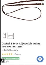 Cashel 8 Foot Adjustable Reins W Rawhide Trim