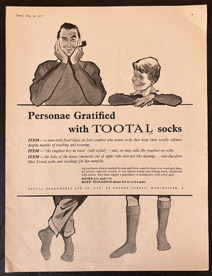 1957 Tootal Socks Personae Gratified Boy Man Pipe Manchester UK Vintage Print Ad