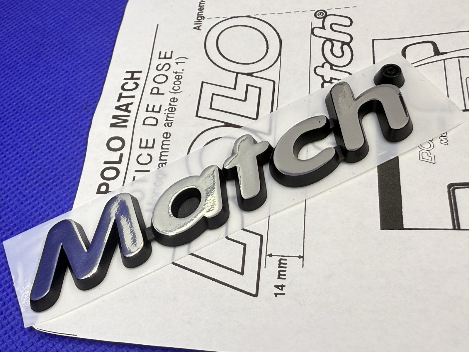Monogramme VW MATCH 2 Polo III | Emblème de calandre pour rassemblement Volkswagen Classic