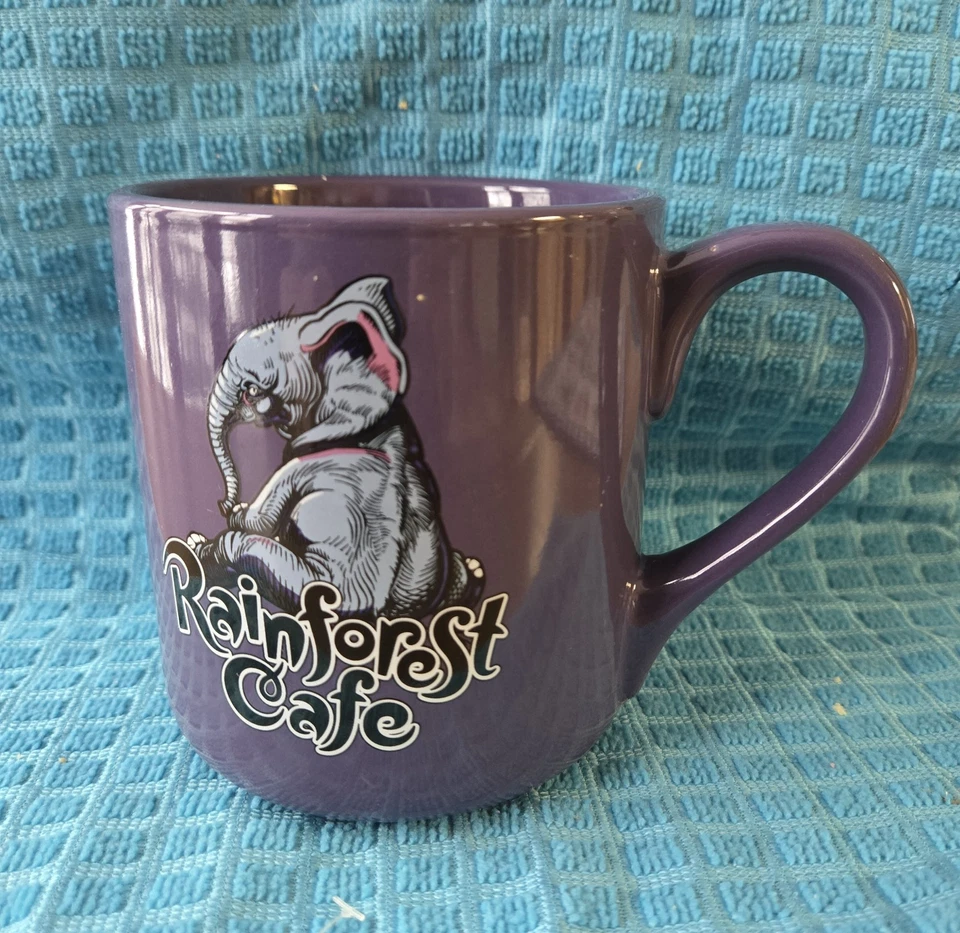 Rainforest Café, Tuki!, Purple Elephant, Taza de café, 16 oz, 2000, ENVÍO GRATUITO Foto 2 de 4