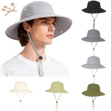 8.5cm Wide Brim Hiking Bucket Hat Anti-UV Fisherman Sun Protection Boonie Hat US
