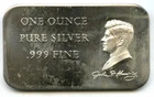 John F Kennedy JFK Art Bar 999 Silver 1 oz Ingot Medal Vintage Bullion - Q237