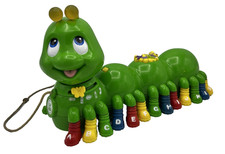 Vintage 2001 LeapFrog Alphabet Pal Green Caterpillar w/ Sounds Pull Toy WORKS 