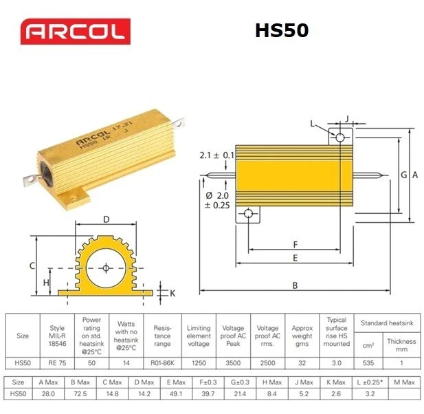 2 Resistori In Alluminio Da 100W 0.1 Ohm - Filo Avvolto, Gialli, Per