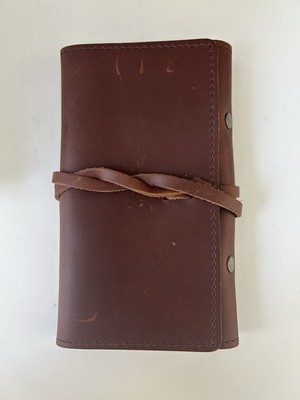 Rustico Real Leather Tri-Fold Tie Rapped Earbud- Charger Holder- Made In USA
