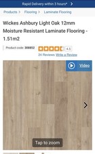 Image of Wickes Ashbury Light Oak 12mmMoisture Resistant Laminate Flooring