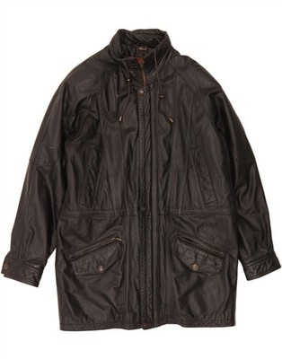 DANIER Herren Ledermantel UK 38 Medium Schwarz Leder DB12