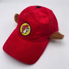 BUC-EE'S Buc-ee's Beaver Hat Cap Youth Red Corduroy 3D Fuzzy Ears Snapback Texas