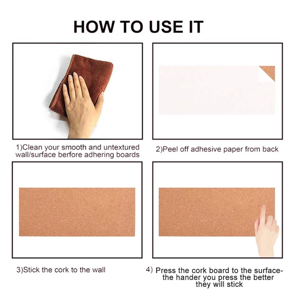 2 Pack Rectangle Cork Boards for Walls,1/2" Thick Cork Tiles with 20 Push Pin... - Image 4 of 4