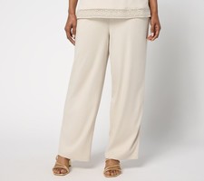 Denim  Co. Women's Pants Sz L Wide Leg Pull-On Ankle Pant White A693721