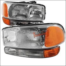 Spec-D Tuning 2LBLH-GMC99-GO Chrome Euro Headlight with Bumper Light for 99 t...